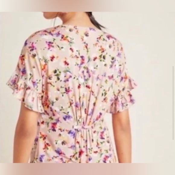 Anthro DOLAN Left Coast Mitzi Floral Blouse Top Shirt Pleated Ruffle Plus Size - Picture 9 of 14